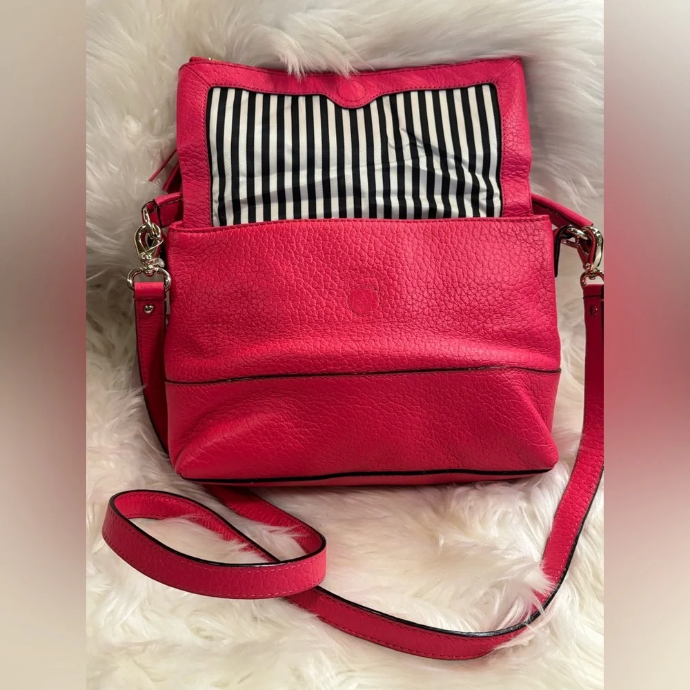 KATE SPADE Leather Southport Avenue Zinnia Hot Pink Pebbled Leather NWT